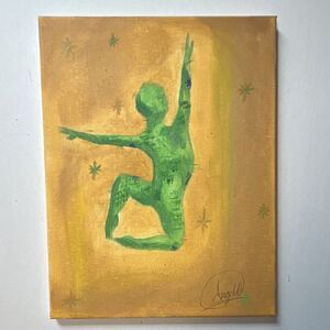 Angel O. Signed Abstract Dancing Woman Figure Canvas Painting, Small